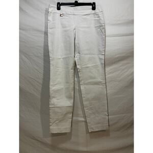 Alfani White Dress Pants with Gold Hardware Detail (Size 12)